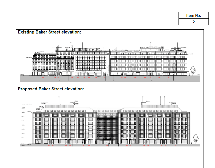 Baker Street - current and proposed front elevation