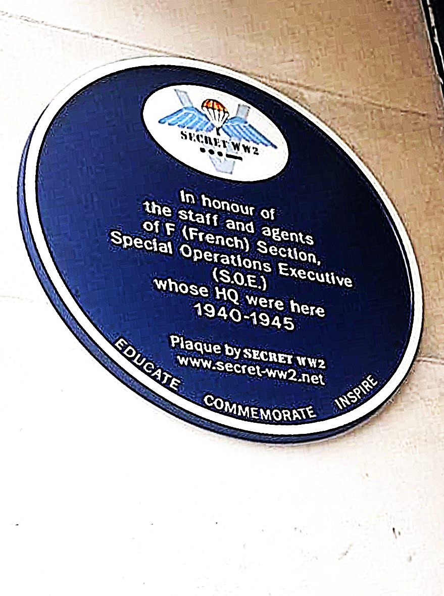 F Section SWW2LN plaque 83 Baker Street