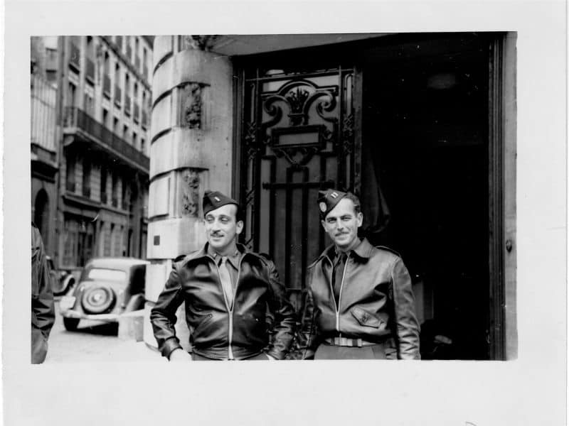 Born OTD 1916 2nd Lt. Guy S. Songy (left) who parachuted into southwest France in July 1944 for the OSS. He provided weapons and tactics training for the French Resistance along with Captain Daniels (right) both Louisiana natives.